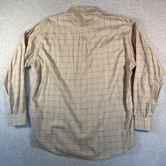 Gitman Bros Mens Long Sleeve Button‎ Dress Shirt Beige Brown Plaid Size XLT USA - Picture 3 of 12